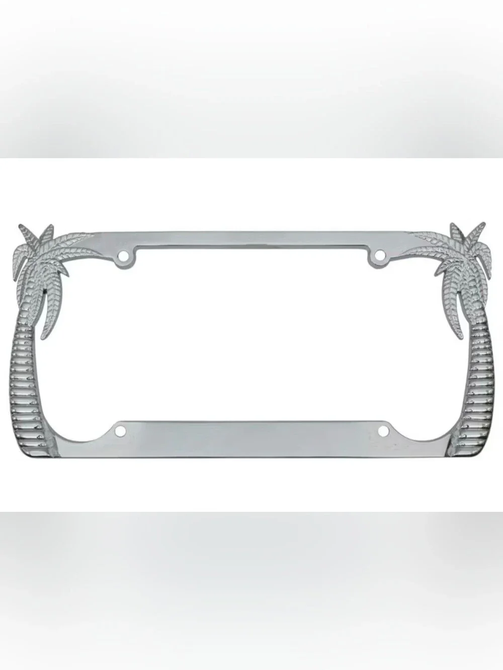 Palm Tree 3D Chrome License Plate Frame  - Silver